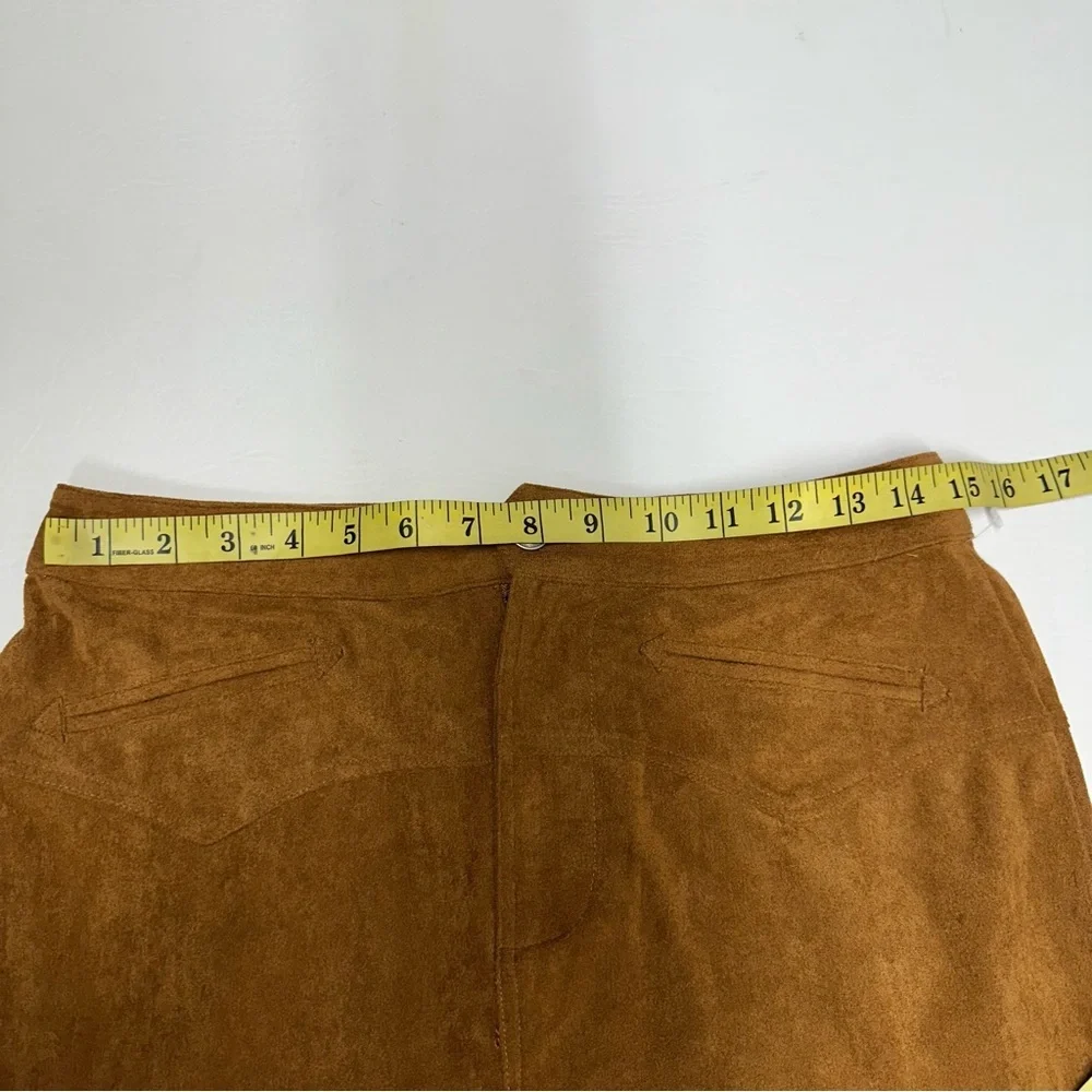 Double D Ranch Suede Fringe Mini Skirt in Cognac Brown - Picture 4 of 9